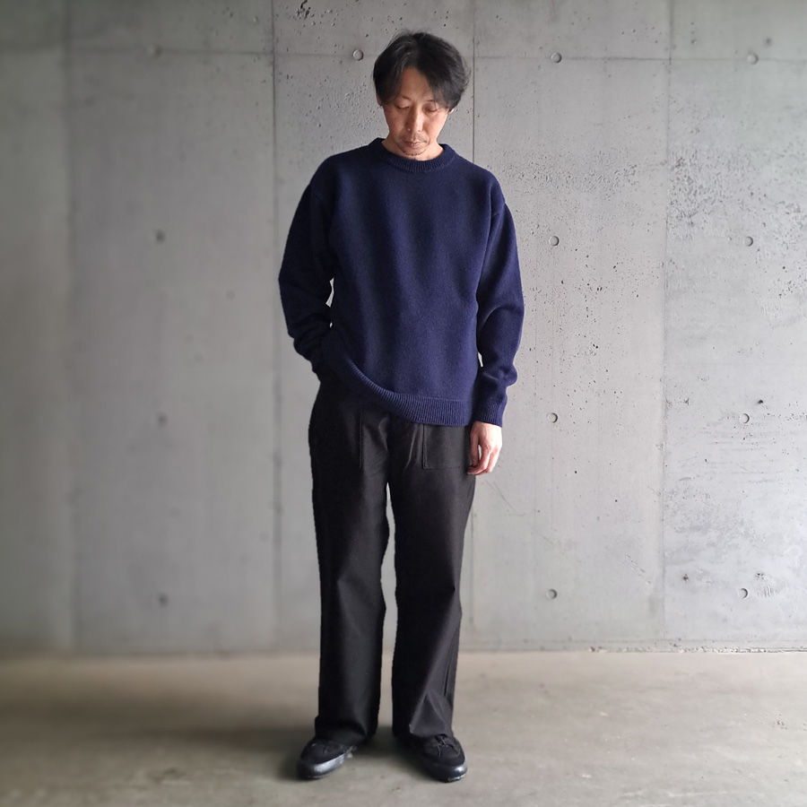 alvana (アルヴァナ) AFW-25030 [ 5G WOOL KNIT ] 5ゲージウールニット クルーネック セーター (NAVY)