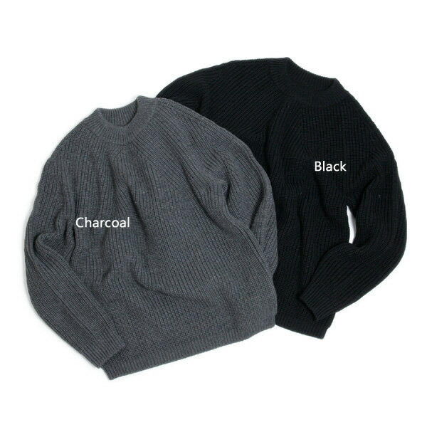 バトナー ウール5G片畦 クルーネックニット 3 ブラック BATONER ブラック ウール 片畦 クルーネック ニット バトナー ウール5G