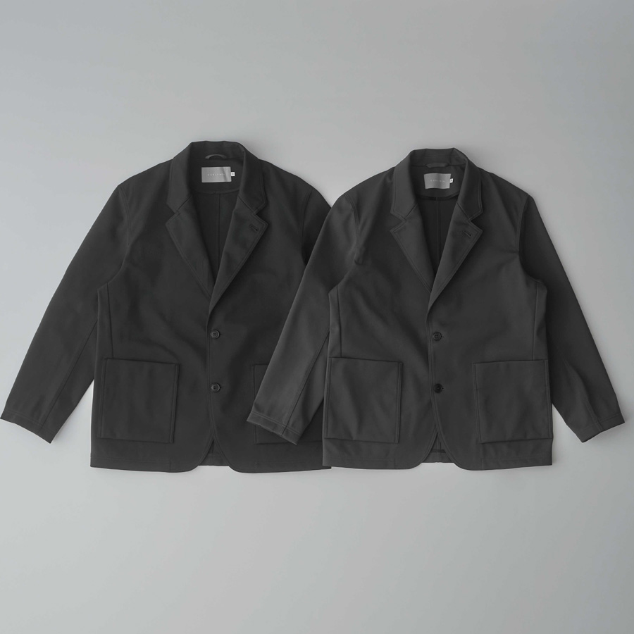 CURLY / CURLY& Co. (カーリー) 243-530811 [ SOLID DOUBLE-KNIT JACKET ] TEXBRIDダンボールニット 2Bジャケット (BLACK) (CHARCOAL)