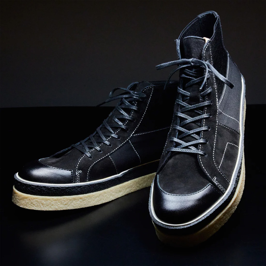 DUSK STUDIO (ダスク スタジオ) [DS-009] EVA SIDE GORE HI CUT SNEAKER / DOUBLE CREPE SOLE (BLACK) 