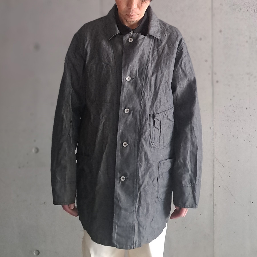 KLASICA (クラシカ) [ LONG WOOD 9.7 ] 9.7oz COTTON x LINEN GRAY CHAMBRAY REGULAR FIT LONG COVER ALL  / コットン×リネングレーシャンブレー レギュラーフィット ロング カバーオール (GRAY DENIM) 
