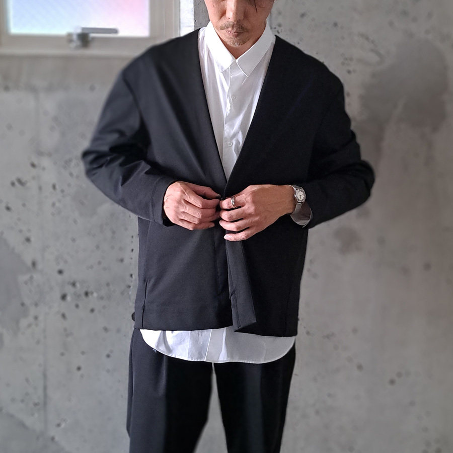 LAMOND (ラモンド) LM-C-193 [ PONTE RELAX JACKET ] ハイゲージストレッチポンチジャージー ノーカラージャケット (BLACK)