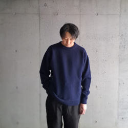 alvana (アルヴァナ) AFW-25030 [ 5G WOOL KNIT ] 5ゲージウールニット クルーネック セーター (NAVY)