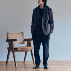 CURLY / CURLY& Co. (カーリー) 243-530811 [ SOLID DOUBLE-KNIT JACKET ] TEXBRIDダンボールニット 2Bジャケット (BLACK) (CHARCOAL)