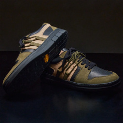 DUSK STUDIO (ダスク スタジオ) [DS-010] COAT SNEAKER/ VIBRAM PLATFORM SOLE  (BLACK/KHAKI) (BLACK/DORO)