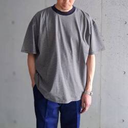 FLISTFIA(フリストフィア) TL03016 [ LOOSE FIT CREW NECK T-SHIRTS BORDER] ルーズフィット クルーネックボーダー リンガーTシャツ (BLACK/BEIGE) 