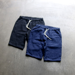 Re made in tokyo japan (アールイーメイドイントウキョウジャパン) No7821S-BT [ French Linen Tuck Half PTS ] フレンチリネン 1タック イージーハーフパンツ  (NAVY) 