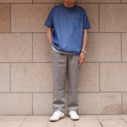 Re made in tokyo japan (アールイーメイドイントウキョウジャパン) No8922S-CT [ Organic Cotton Chambray T-shirt ] オーガニックコットン シャンブレー Tシャツ (BLUE INDIGO)