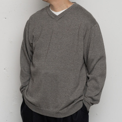 STILL BY HAND (スティルバイハンド) [ KN01243 ] YAK MIX 浅V-NECK NECK P/O SWEATER ヤクミックス プルオーバー セーター (GREY) (TEAL BLUE)