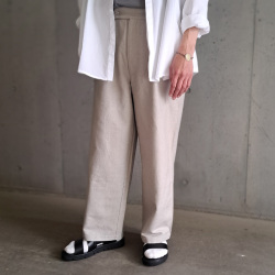 SEEALL (シーオール) [ BUGGY PANTS(WITH COTTON LINING) ]  シルクキャンバス バギーパンツ ( BLUE GRAY [BEIGE] ) 