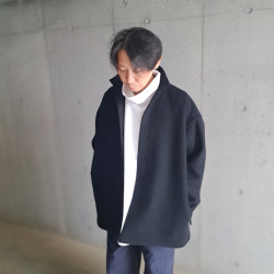 SEEALL (シーオール) SAU41 SH181 [ OVERSIZED SHIRT ] SUPER 120'S ウールメルトン オーバーサイズドシャツジャケット (NIGHT BLACK)