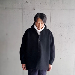 SEEALL (シーオール) SAU41 SH181 [ OVERSIZED SHIRT ]  SUPER 120'S ウールメルトン オーバーサイズドシャツジャケット (NIGHT BLACK)