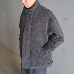 SEEALL (シーオール) SAU41 BL182 [ PRISON WORK JACKET ] ラッセルニット調 ストライプ プリズン ワークジャケット (CHARCOAL STRIPE)