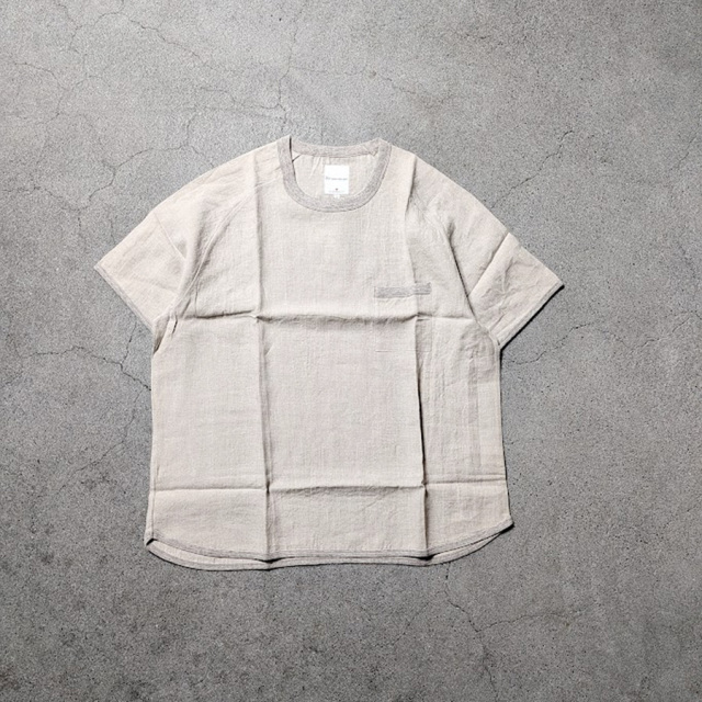 Re made in tokyo japan (アールイーメイドイントウキョウジャパン)  No7919S-CT [ French Linen T-shirt ] フレンチリネン ポケTEE (ECRU)(BLACK)(SAX)(YELLOW) (BURGUNDY)
