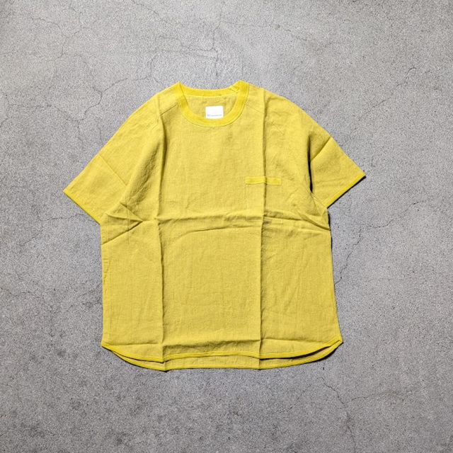 Re made in tokyo japan (アールイーメイドイントウキョウジャパン)  No7919S-CT [ French Linen T-shirt ] フレンチリネン ポケTEE (ECRU)(BLACK)(SAX)(YELLOW) (BURGUNDY)