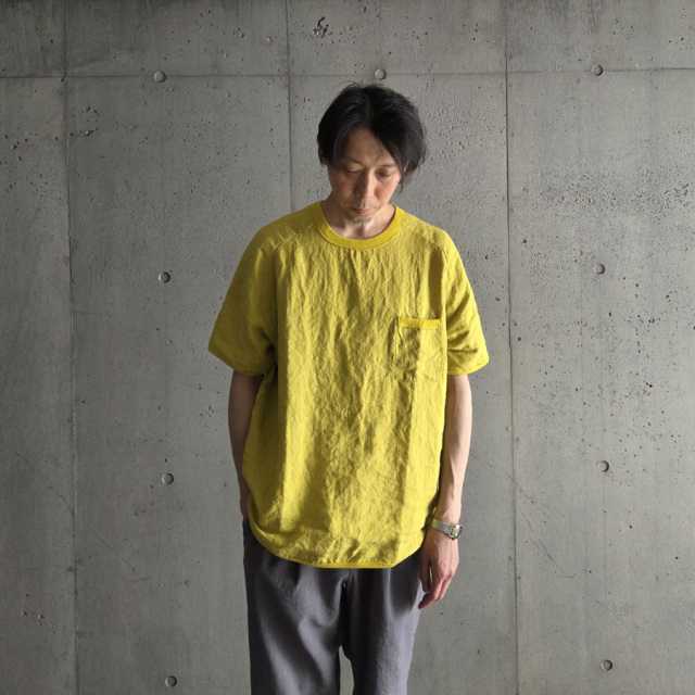 Re made in tokyo japan (アールイーメイドイントウキョウジャパン)  No7919S-CT [ French Linen T-shirt ] フレンチリネン ポケTEE (4COLOUR)