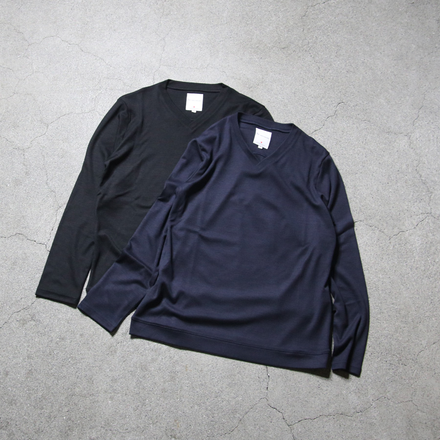 Re made in tokyo japan (アールイーメイドイントウキョウジャパン) 2823A-CT [ DRESS WOOL KNIT V-NECK ] ドレスウールニット Vネック (BLACK) (NAVY)