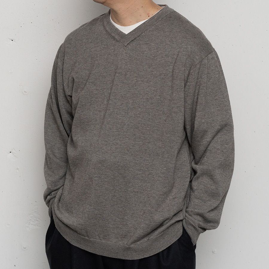 STILL BY HAND (スティルバイハンド) [ KN01243 ] YAK MIX 浅V-NECK NECK P/O SWEATER ヤクミックス プルオーバー セーター (GREY) (TEAL BLUE)