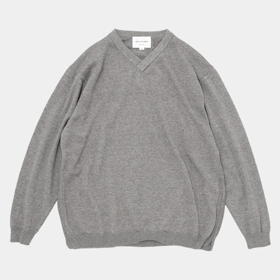 STILL BY HAND (スティルバイハンド) [ KN01243 ] YAK MIX 浅V-NECK NECK P/O SWEATER ヤクミックス プルオーバー セーター (GREY) (TEAL BLUE)