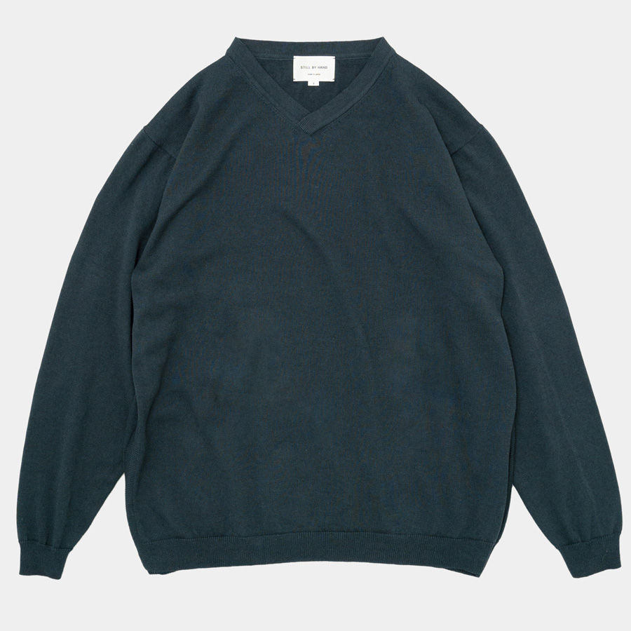 STILL BY HAND (スティルバイハンド) [ KN01243 ] YAK MIX 浅V-NECK NECK P/O SWEATER ヤクミックス プルオーバー セーター (GREY) (TEAL BLUE)