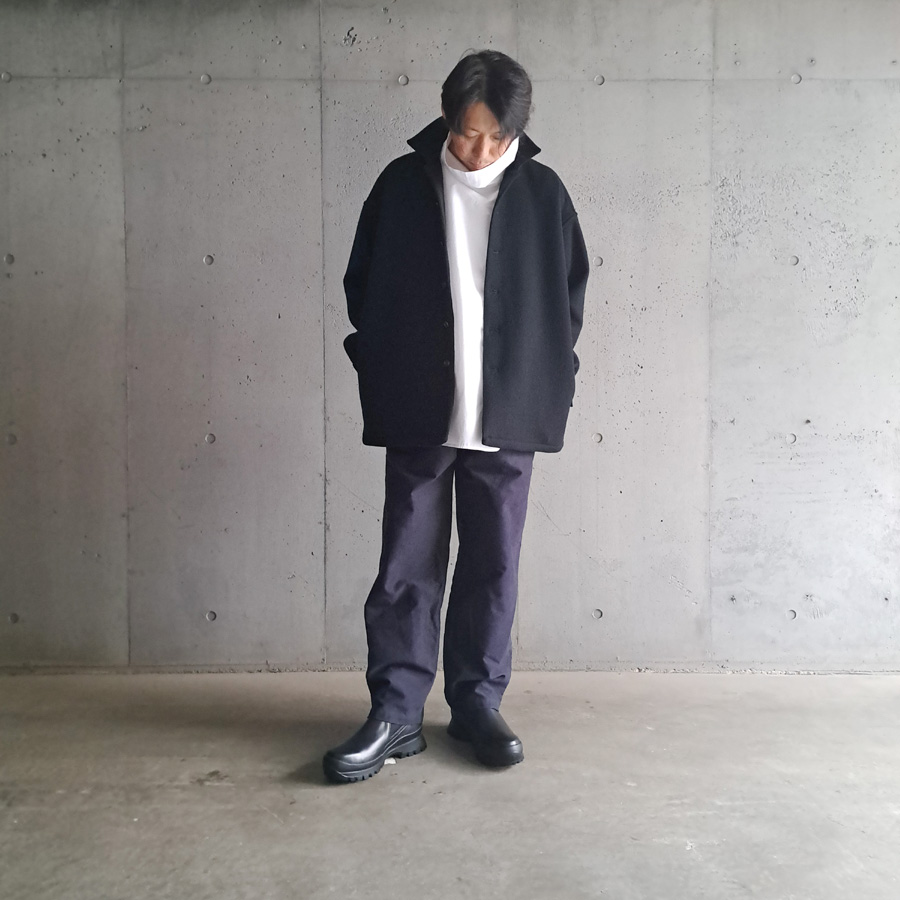 SEEALL (シーオール) SAU41 SH181 [ OVERSIZED SHIRT ] SUPER 120'S ウールメルトン オーバーサイズドシャツジャケット (NIGHT BLACK) 