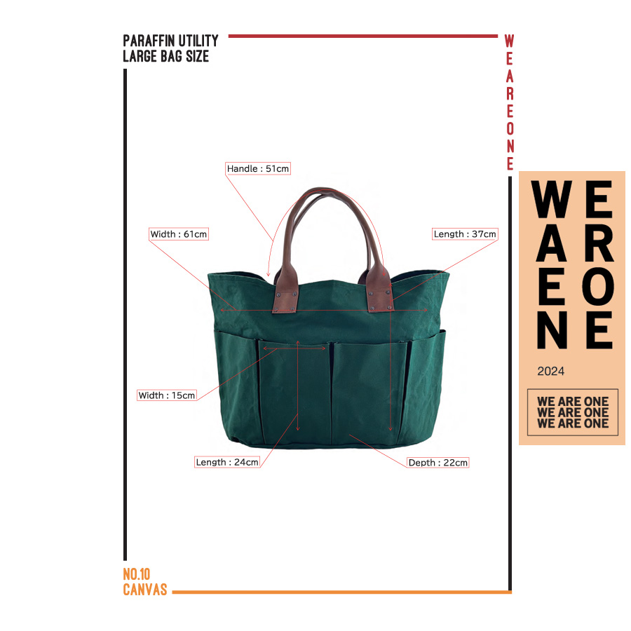 WE ARE ONE (ウィー・アー・ワン)  WAO-242-004  [PARAFFIN UTLITY LARGE BAG] パラフィン ユーティリティー LARGE トートバッグ (3COLOR)