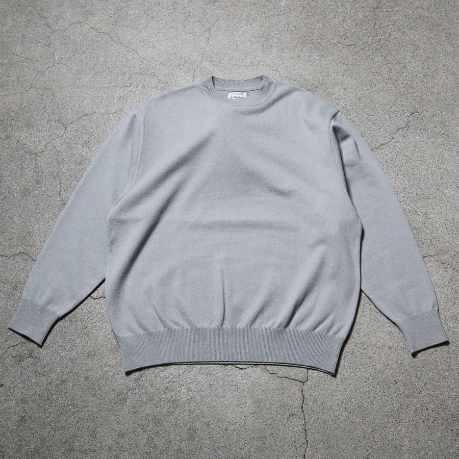 YONETOMI NEW BAISC (ヨネトミ ニューベーシック) 95-244-003 [WAVE COTTON KNIT PULLOVER (SOLID)] 強撚ウェーブコットン ニット クルーネックプルオーバー (GREY)(BLACK)(BROWN)